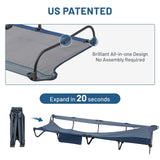 TIMBER RIDGE 20-Second Quick Set-Up Camping Cot, Lightweight Aluminum Folding Cot with Zipper Closure, Portable Carry Bag Included for Camping, Travel and Outdoors, Support up to 225lbs, Blue