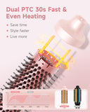 Thermal Brush, FLYZEMAA 1.5 Inch Heated Round Brush for Long Dry Hair, Heated Brushes Straightener with 3 Temp Settings, Blowout Brushes for Curling & Volumizing, Anti-Scald Nylon Bristles(Pink)