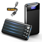 Portable Charger 35000mAh Power Bank - Powerbank with 4 Built in Cables, 22.5W Fast Charging Travel Camping Essential Battery Pack Compatible with iPhone 17 16 15 14 13 Samsung Google, 1 Pack