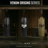 Venum Origins Punching Bag (Ceiling Mount Included) - Black/Black, 70 lbs