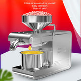 T1 Oil Press Machine, Electric Cold Hot Oil Press Stainless Steel Oil Maker Auto Seed Oil Extractor Expeller Intelligent Temperature Control Oil Pressing Machine for Home Kitchen (US Plug 110v) Luqeeg