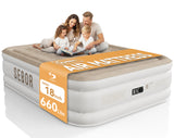 Sebor Air Mattress Queen with Built-in Pump 18", Comfortable Self-Inflating Air Mattress with High-Speed Pump, Durable Blow Up Mattress Queen with Storage Bag for Guests, Camping, Travel