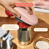 Battery Operated Electric Can Opener with Automatic Cutting for Hands Free Kitchen Use (Rose)