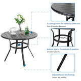 MFSTUDIO 5 PCS Patio Dining Set, 38'' Round Table & Swivel Mesh Chairs