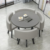 4 Piece Dining Table Chair Set, Light Gray Small Conference Negotiation Table for Office Reception Club Kitchen
