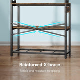Denkee Large Bakers Rack with Power Outlets, 38 Inch Microwave Stand with Storage, 5-Tier Coffee Bar Stand, Industrial Kitchen Shelf Rack, Rustic Brown
