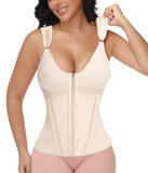 Figninget Waist Trainer for Women Postpartum Faja Body Shaper with Adjustable Shoulder Strap Nude 2XL