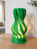 MAKER 3D Twist Spiral Table Lamp in Grass Green - Handmade 3D Printed Shadow Projection Night Light, Dimmable USB LED Bedside Accent Lamp for Bedroom, Nursery and Office Desk Decor