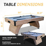 Billiards Table，7 FT Pool Table with Premium Accessories, Durable Matte-Black Finish, and Heavy Duty Legs for Modern Adult Rrec Room Family Game Room (Wood)