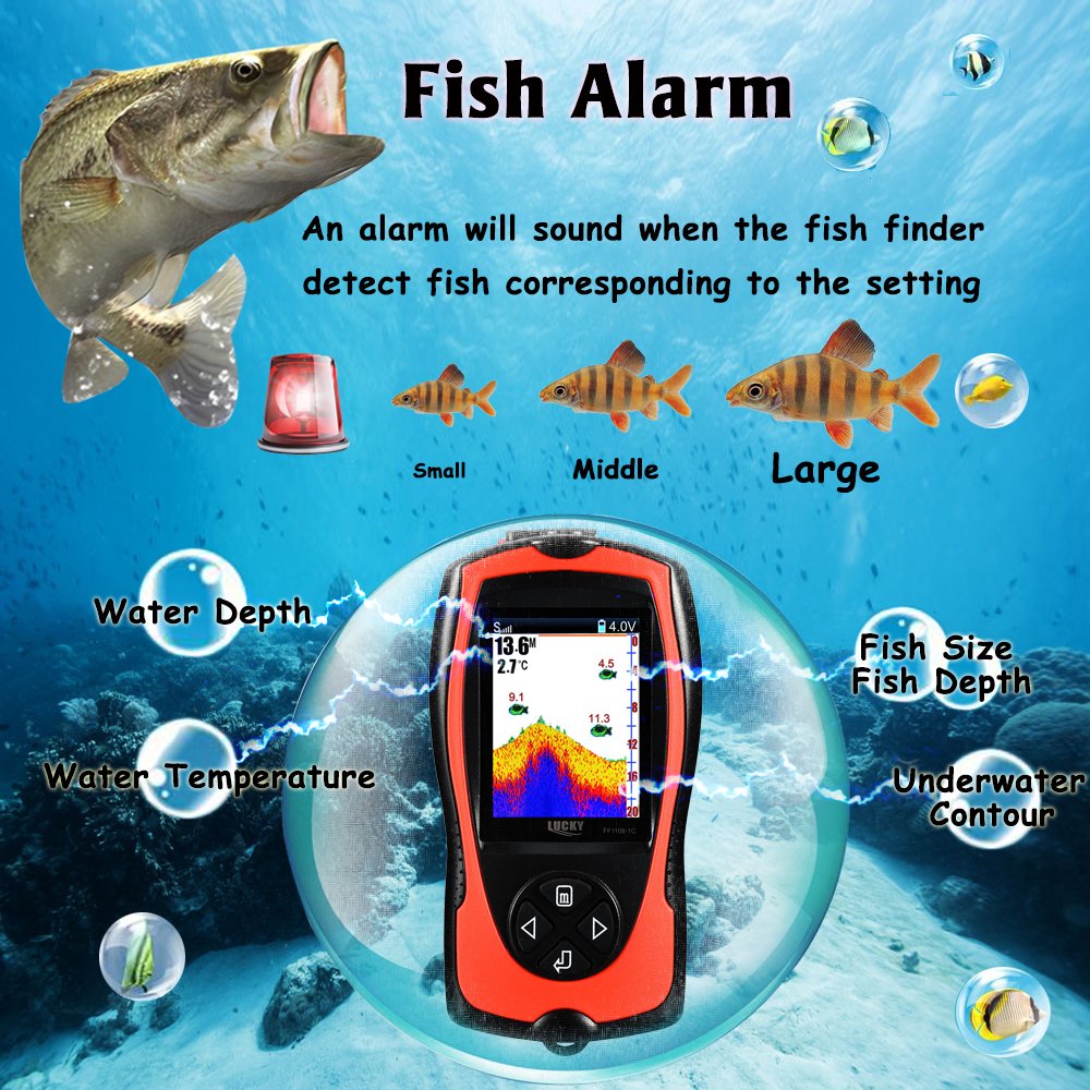 LUCKY Portable Fish Finder Handheld Kayak Fish Finders Wired Fish Dept ...