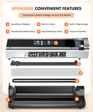 Food Vacuum Sealer Machine, 95KPa Powerful Food Saver with Dry/Moist/External Vacuum Modes, Built-in Cutter & Bag Storage, Single/Double Sealing, 1 Bag & 15 Pre-cut Bags
