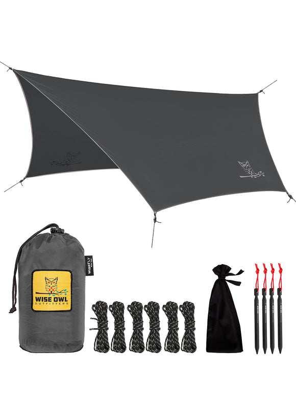 Hammock Tarp, Hammock Tent - Rain Tarp for Camping Hammock - Camping Gear Must Haves w/Easy Set Up Wise Owl Outfitters