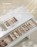 Stackable Jewelry Trays, 4-Tier Jewelry Box, Drawer Jewelry Organizer, with Glass Lid, Removable Dividers SONGMICS