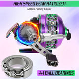 Sougayilang Spincast Fishing Reel,High Speed 3.9:1 Gear Ratio,Trouble-Free Push-Button Bait Casting Design and Reversible Handle for Left/Right Retrieve,Pre-Spooled with Monofilament Line (CBL)