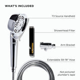 T3 Source Hand-Held Showerhead | Adjustable Hand Held Chrome Shower Head with Chlorine Filter | Mineral Filter Reduces Free Chlorine and Hydrogen Sulfide