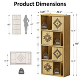 nesture. Bookcase & Bookshelf Set of 2 with Movable Bookends, 4-Tier Open Storage Shelves, Beveled Gliding Doors, Large Wooden Display Cabinet for Living Room, Home Office, Bedroom, Natural Oak