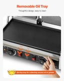 VEVOR Commercial Panini Grill, 3600W Electric Sandwich Panini Maker, Stainless Steel Double Sandwichs Press with Handle and Temp Control, 19x9 in Full Flat Enamel Plate, for Hamburger Steak Bacon