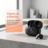 Rulbovs Wireless Earbuds Bluetooth 6.0, Bass Stereo Sound with ENC Noise Cancelling Mic, LED Power Display, IP7 Waterproof, 60H Playtime, Ergonomic in-Ear Earphones for Phone Sport Laptop (Black)