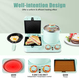 3 in 1 Breakfast Station - 1050W Non-Stick Breakfast Machine with Frying Pan, Boiling Pot, Food Steamer, Stainless Steel Electric Maker for Home or Commercial Use
