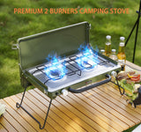 Portable Camping Stove 2-Burner, Propane Camp Stove with Foldable Legs, Camping Grill Stove with Adjustable Burners ONLYFIRE OUTDOOR LIVING