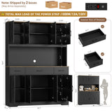 HOSTACK 71" Tall Kitchen Pantry Storage Cabinet, 55" W Kitchen Hutch, Black