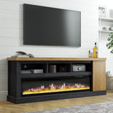 LUXOAK 75" TV Stand with 60" Glass Electric Fireplace for TVs up to 85"