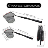 SANLIKE Fishing Net Fish Landing Nets Ice Fishing Collapsible Telescopic Sturdy Pole Handle for Saltwater Freshwater Extending to 36/43/71/98inches (49inch-Black)