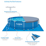 Funsicle Activity 15' x 36" Round Above Ground Swimming Pool Set with SkimmerPlus 2-in-1 Filter Pump - Easy Setup for Backyard Fun