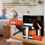 MIRASTON 5.8QT Digital Air Fryer with Viewable Window, Adjust Temp & Timer, Air Frying, Reheat, Easy for Frozen Food, Snacks, Dinner