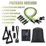 Exercise Resistance Bands with Handles for Working Out 200 lbs Workout Bands Set with Door Anchor for Physical Therapy, Yoga, Pilates, Green