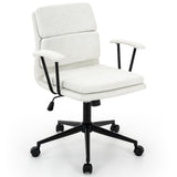 422 Modern Linen Office Chair with Removable Padded Armrests, Premium Double Cushion
