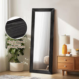 ABSWHLM Full Length Mirror 58"x22" - Beveled Edge Rustic Black Dressing Mirror, Solid Wood Frame, Wall Mounted or Leaning for Bedroom, Entryway, Living Room