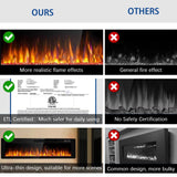 BOSSIN 72 inch Ultra-Thin Silence Linear Electric Fireplace, Recessed Wall Mounted Fireplace, Fit for 2 x 4 and 2 x 6 Stud, 12 Adjustable Flame Color & Speed, Remote Control with 8h Timer