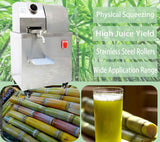 BEILOCKERY 110V Vertical Electric Sugar Cane Juicer with Casters, 1500W Suger Cane Squeezing Juicer with three 304 Stainless Steel Rollers, 660LB/H Sugarcane Crushing Capacity