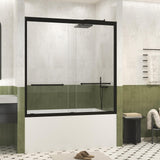 Shower Doors Glass Sliding,Semi-Frameless,1/4" Inch Sgcc Tempered Glass,Stainless Steel Pull Handle,Tempered Glass,Easy to Clean,Matte Black (Matte Black, 60" W x 60" H)