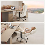 OKUP M30 Reclining Office Chair with Footrest, 170° Near-Flat, Cream