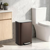 GarveeHome 3.2 Gal Stainless Steel Bathroom Trash Can with Lid, Brown
