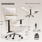 OKUP M30 Reclining Office Chair with Footrest, 170° Near-Flat, Cream