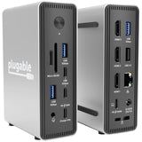 Plugable USB-C Triple Display Laptop Docking Station 3 Monitors, 15-in-1