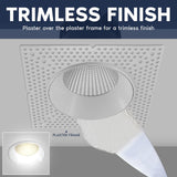 LUXRITE 4-Inch LED Trimless Recessed Spotlight, 25W, 2000LM, 5CCT Selectable 2700K-5000K, 60° Beam Angle, Dimmable, Push-n-Lock Spotlight, CRI90, Damp & IC Rated, Plaster Downlight, ETL White (4 Pack)