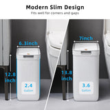 MOPALL 2 Pack Bathroom Trash Can with Lid, 3.6Gal + 2.4Gal Garbage Can with Pop-Up Lid, Small Trash Can Dog Proof, Slim Trash Bin Waste Basket for Toilet, Office, Bedroom, Living Room