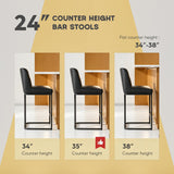 Ollega 24" Black Counter Height Bar Stools Set of 6, Button Tufted Back