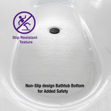 WOODBRIDGE 59" Freestanding White Acylic Soaking Bathtub with White Pillow,Drain and Overflow in Matte Black,BTA1514 -MB-Drain &O+ Pillow
