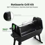 2 in 1 Barbecue Grill with Rotisserie Grill Kit, Portable Folding Outdoor Charcoal Grill, Stainless Steel Spit Roaste BRANDMAN GRILLS SINCE 1987