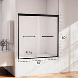 AMAPO Shower Door Double Sliding 60in.W x 60in.H Semi-Frameless Shower Doors,1/4 inch Clear Tempered Glass Door for Walk-in Shower, Black