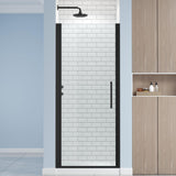 ENSO SENKA Frameless Pivot Shower Door 28.8-30" W X 72" H, 1/4" (6mm) Clear SGCC Tempered Glass, Hinged Pivot Swing Shower Door, Reversible Installation, Easy to Clean, Matte Black