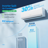 ROVSUN 9000 BTU Wifi Enabled Mini Split Air Conditioner & Heater with Inverter, 20 SEER2 Energy Saving 115V Ductless Split AC Unit with Pre-Charged Condenser, Heat Pump & Installation Kit