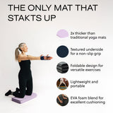 Stakt Foldable Yoga Mat Pro, 2 in 1 with Premium Textured Grip, Non Slip, Folding Exercise and Fitness Mat for Pilates, Strength Training, and High Impact Workouts - Lilac