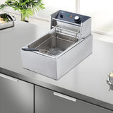 Electric Deep Fryer Stainless Steel with Basket and Lid - 6.34 QT/6 L Capacity, 1800 Watts, 120V Countertop Fryer for Home Kitchen and Restaurant