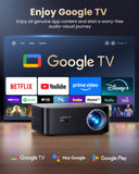 【Bundled with Google TV Stick/4K Supported】Smart Projector with WiFi & Bluetooth, Outdoor & Home TV Movie Projectors with Voice Control, Auto Focus & Keystone, Compatible with Netflix Proyector WiMiUS